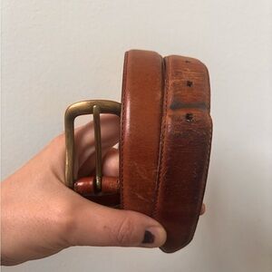 Vintage Coach Brown Leather Belt with solid brass buckle